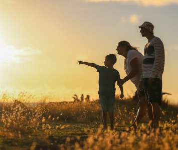 Família num por de sol